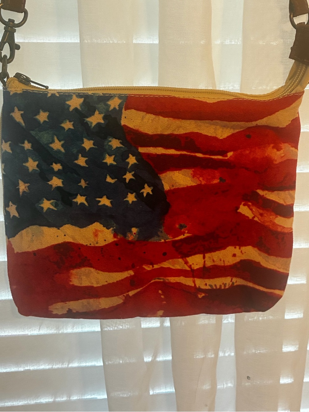 Cott N Curls Watercolor American Flag Crossbody Bag